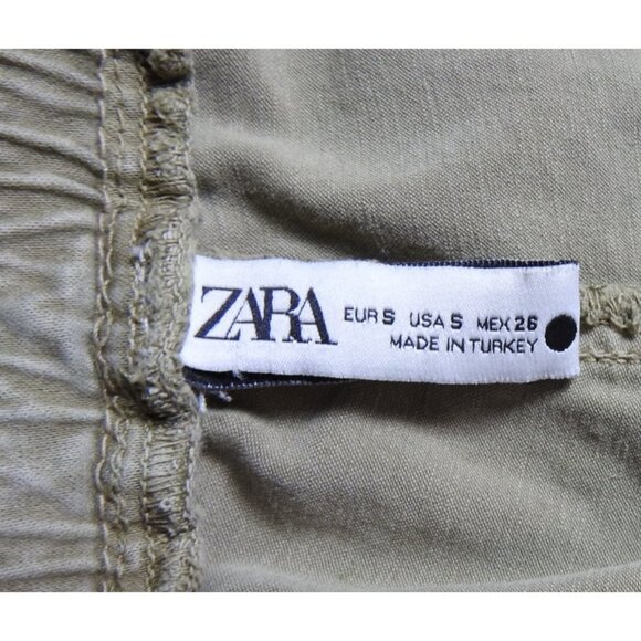 ZARA Women’s Jogger Pants Size Small Khaki Green Chino - Picture 3 of 6
